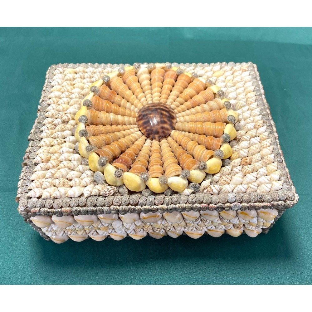 Handmade Seashell Trinket Jewelry Box Nautical Coastal Beach Décor